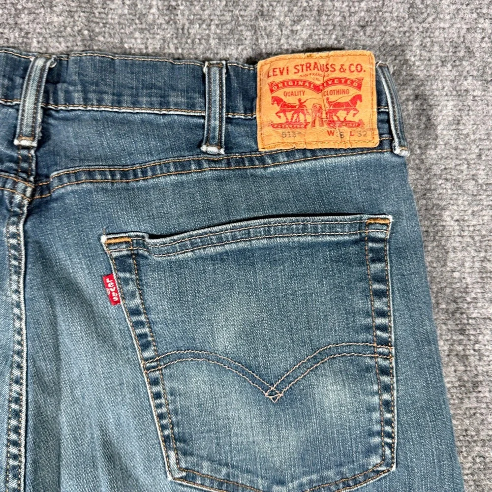 Levis 513 Slim Straight Jeans Mens 38x32 Blue Medium‎ Wash Denim 08513-0200